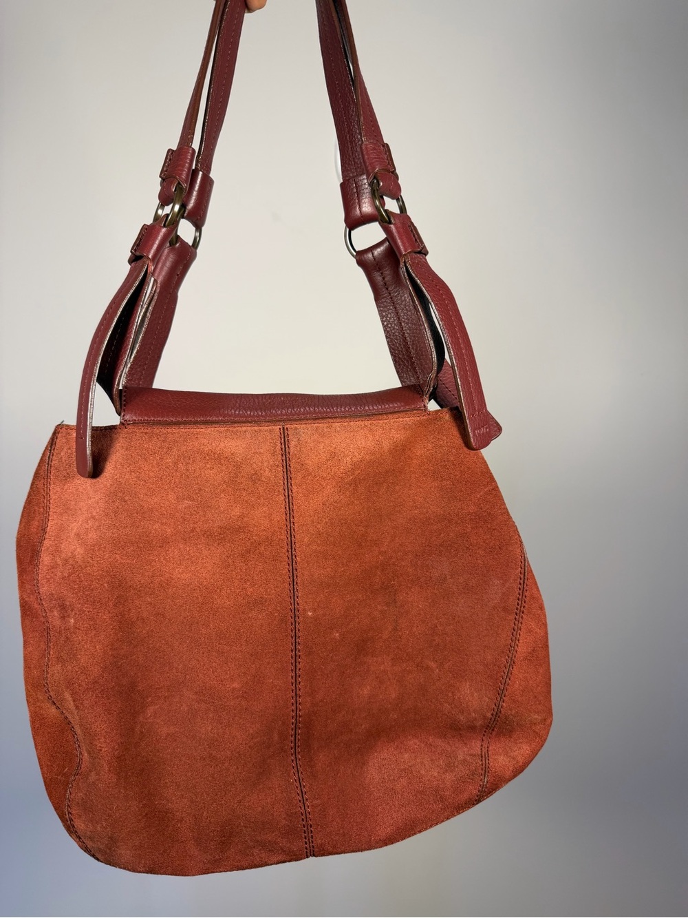 Tod’s Rust Suede Leather Hobo Shoulder Bag Vintage Y2K
